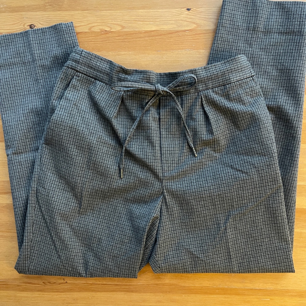 Zara Gray Checkered Straight Leg Pants